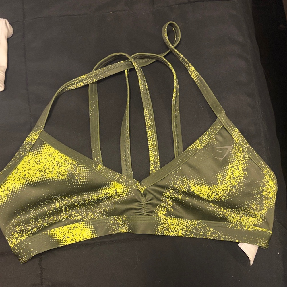 Gymshark Olive and Yellow Sports Bra